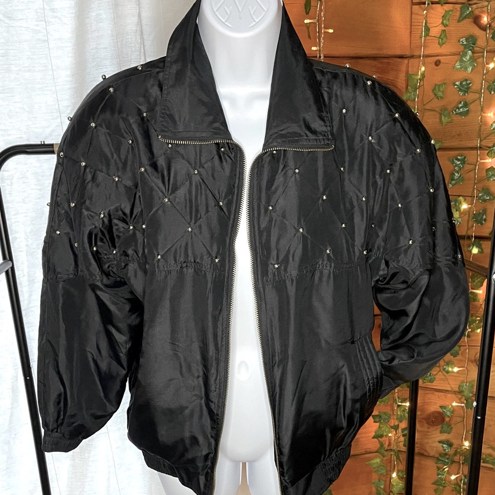 RARE 100%Silk Embellished VINTAGE Bomber Jacket